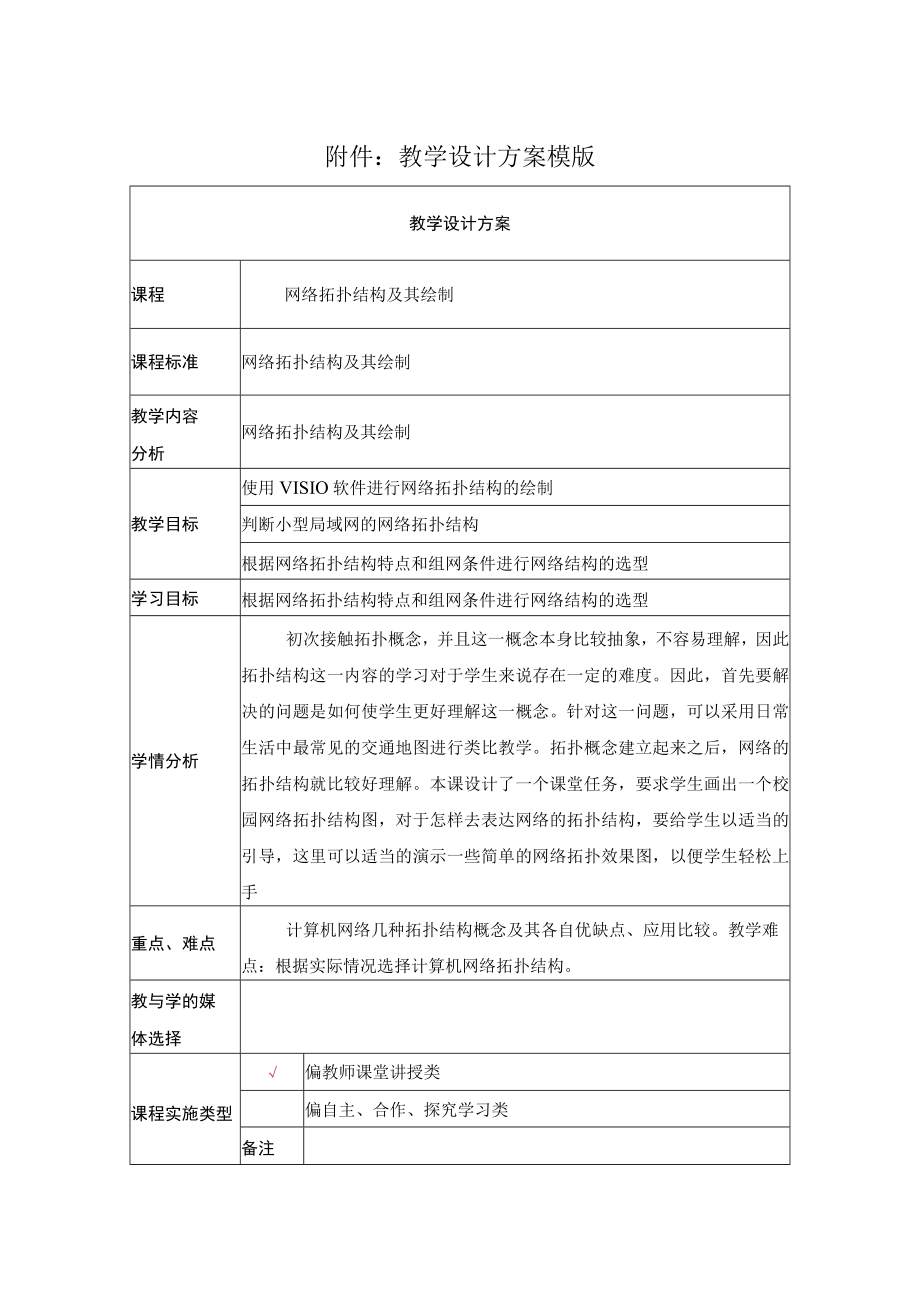 网络拓扑结构及其绘制 教学设计 .docx_第1页