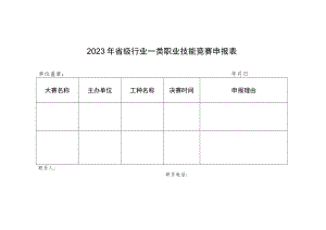 2023年省级行业一类、二类职业技能竞赛申报表.docx