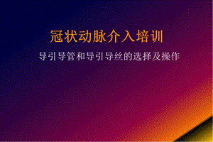 导引导管和导引导丝的选择及操作 课件.ppt