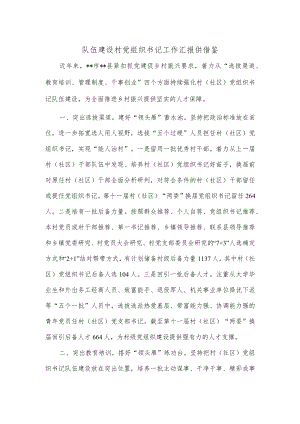 队伍建设村党组织书记工作汇报供借鉴.docx