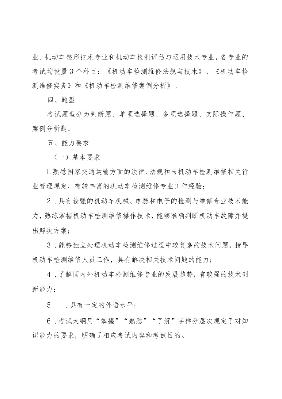 机动车检测维修专业技术人员职业资格考试大纲（机动车检测维修工程师）.docx_第3页