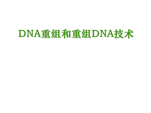 DNA重组及重组DNA技术课件.pptx