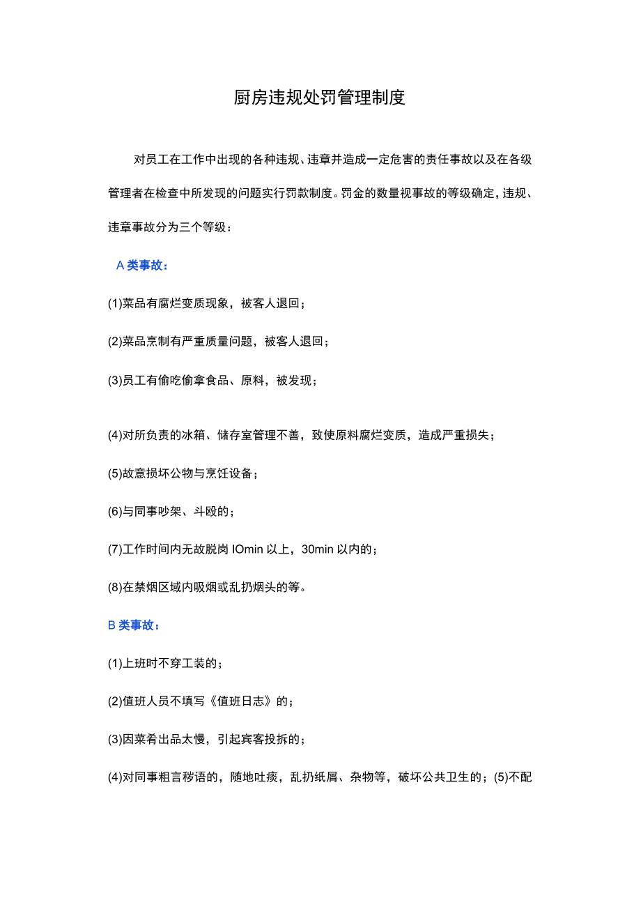 制度：厨房违规处罚管理制度.docx_第1页