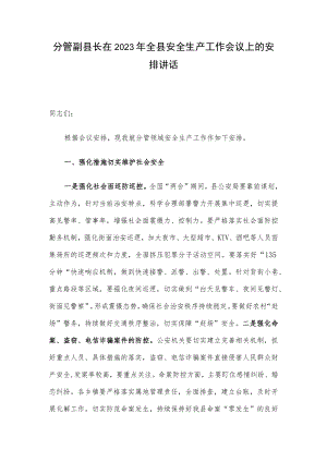 分管副县长在2023年全县安全生产工作会议上的安排讲话.docx