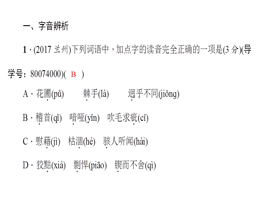 中考语文复习ppt课件：专题一-字音、字形与书写.ppt_第3页