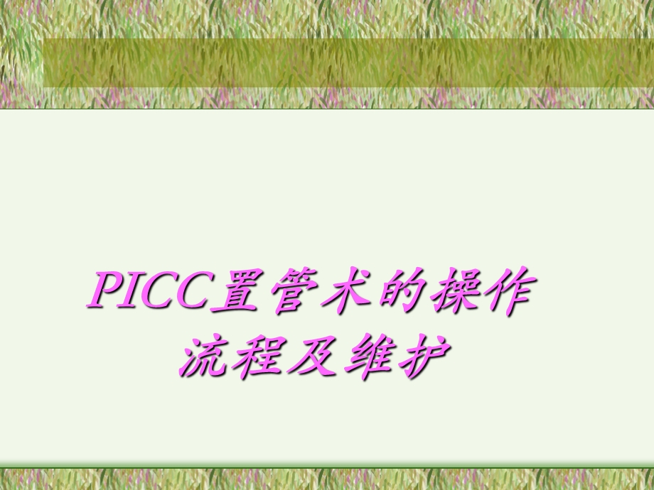 PICC置管术的操作流程及维护讲课件.ppt_第1页