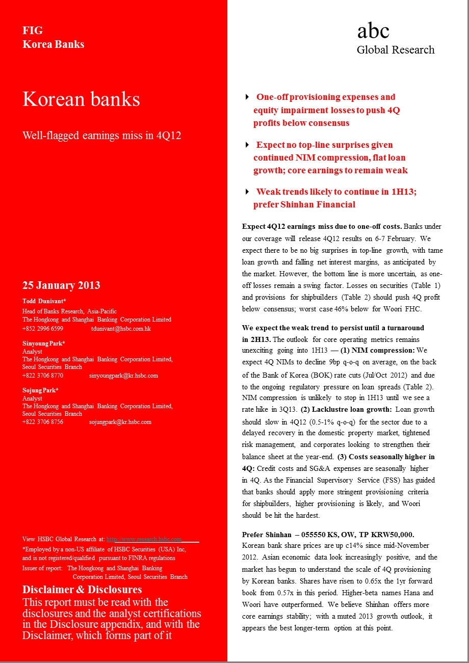 KOREANBANKS：WELLFLAGGEDEARNINGSMISSIN4Q120125.ppt_第1页