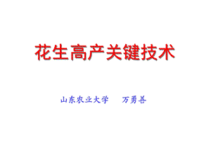 万勇善教授：花生高产关键技术.ppt