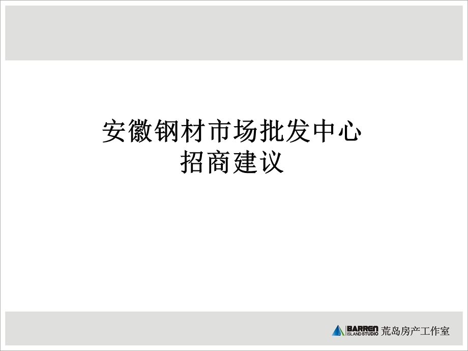 安徽钢材市场批发中心招商策略建议.ppt_第1页