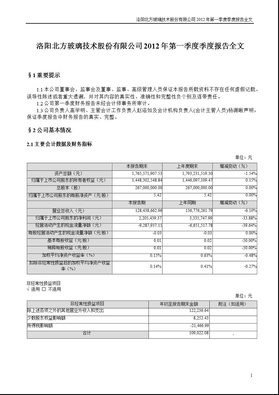 北玻股份：第一季度报告全文.ppt_第1页