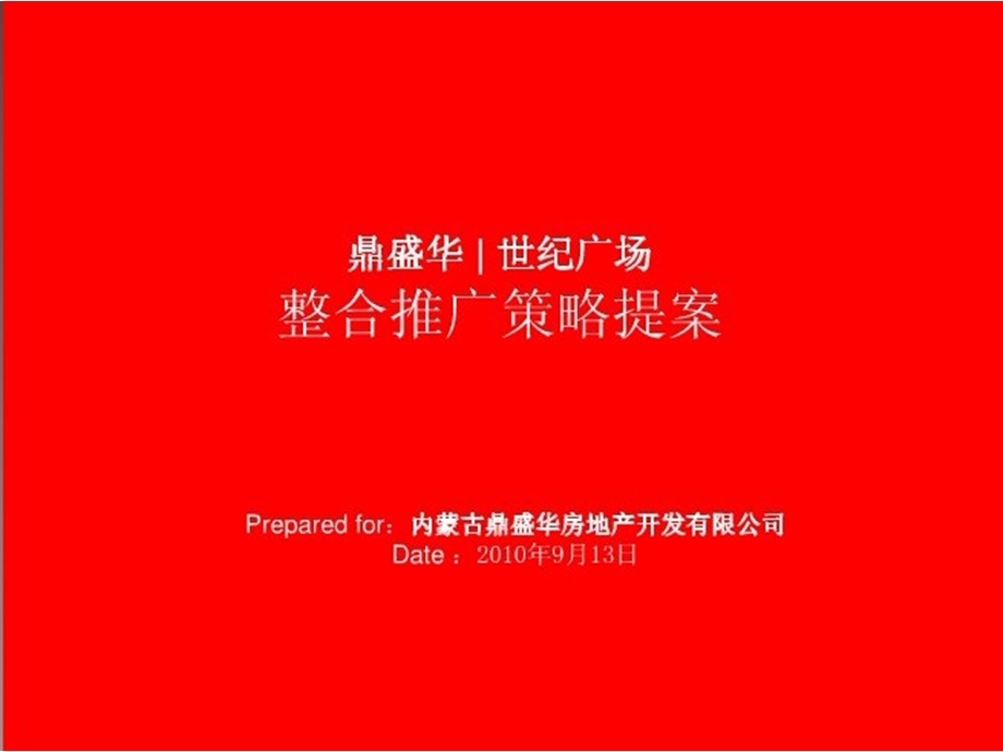 鼎盛华世纪商业广场整合推广策略提案报告.ppt_第1页