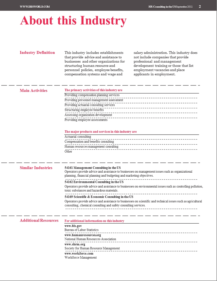 美帝人力资源服务行业报告 HR Consulting in the US Industry Report.ppt_第2页