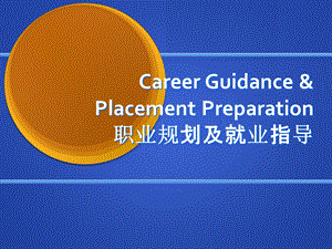 CAREER GUIDANCE &AMP; PLACEMENT PREPARATION 职业规划及就业指导.ppt