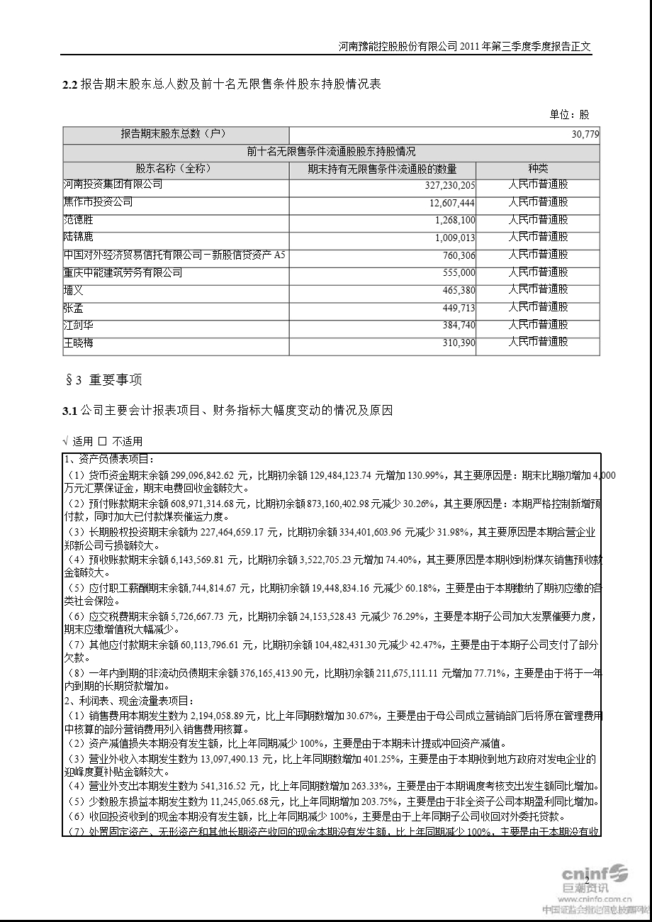 豫能控股：第三季度报告正文.ppt_第2页