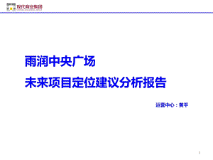 南京雨润中央广场未来项目定位建议分析报告.ppt