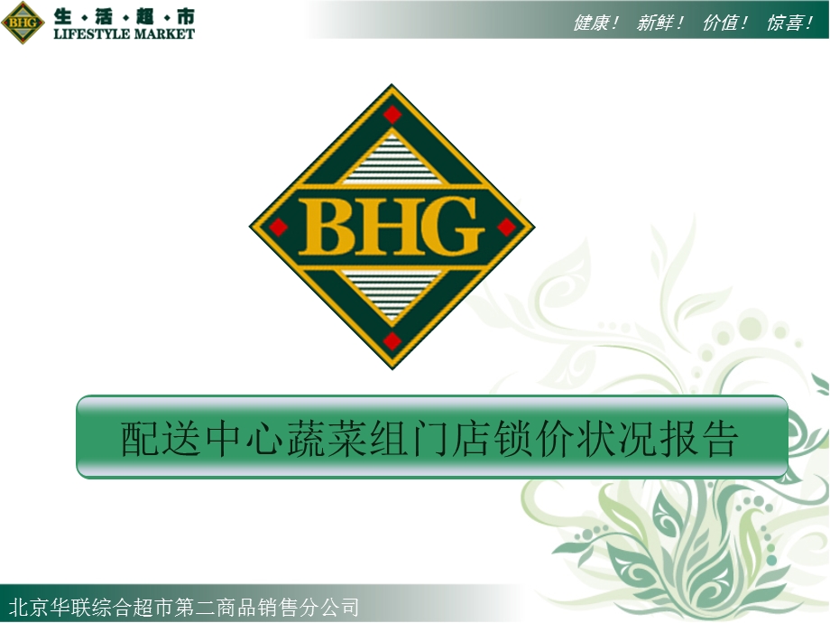 北京华联BHG超市配送中心蔬菜组门店锁价状况报告.ppt_第1页