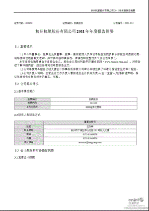 杭氧股份：报告摘要.ppt