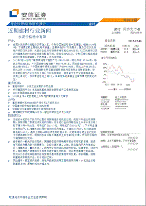 近期建材行业新闻：水泥价格稳中有降0214.ppt