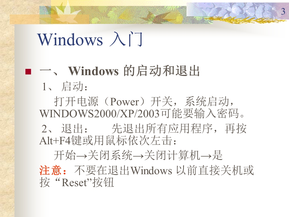 WINDOWS操作系统培训教程.ppt_第3页