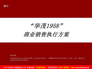 安庆华茂1958”商业销售执行方案.ppt