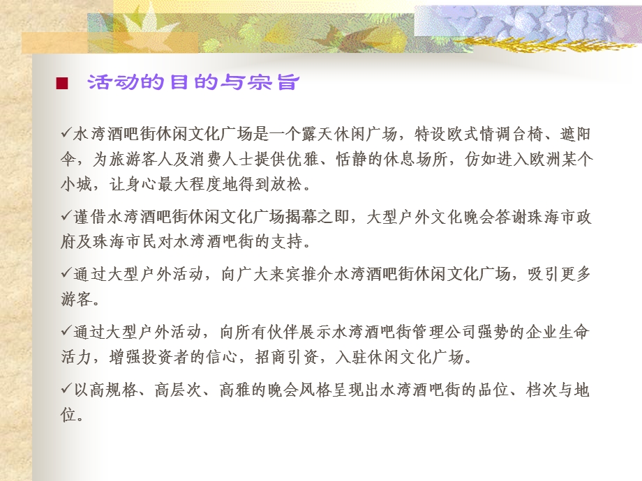 珠海市水湾酒吧街休闲文化广场揭幕仪式暨文艺晚会策划方案.ppt_第3页