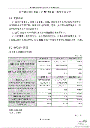 南方建材：第一季度报告全文.ppt