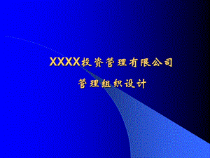 某投资公司管理组织设计咨询报告.ppt