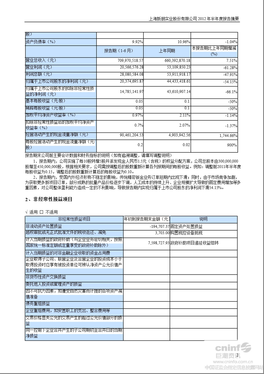 新朋股份：半报告摘要.ppt_第2页