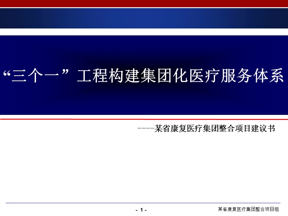 某省康复医疗集团战略、管控、文化项目建议书.ppt_第1页