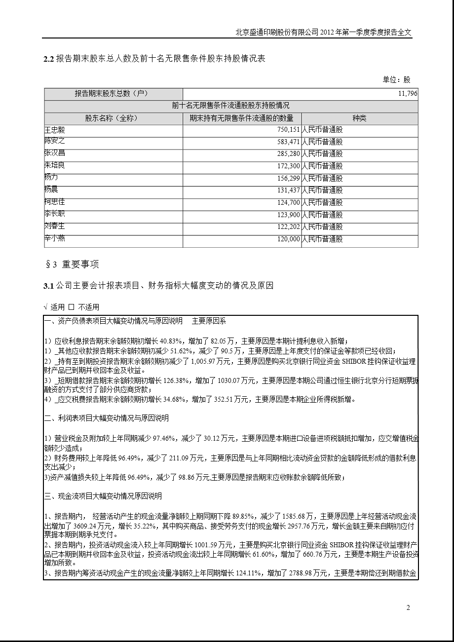 盛通股份：第一季度报告全文.ppt_第2页