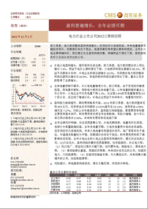 电力行业上市公司三季报回顾：盈利普遍增长全业绩可期1106.ppt