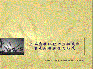 企业应收账款的法律风险重点提示与防范.ppt