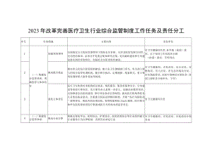 2023年改革完善医疗卫生行业综合监管制度工作任务及责任分工.docx