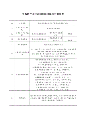 省畜牧产业技术团队项目实施方案简表.docx