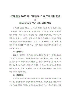 红寺堡区2023年“互联网 ”农产品出村进城县级示范运营中心项目实施方案.docx