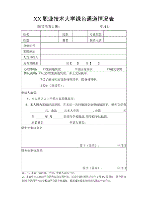 XX职业技术大学绿色通道情况表.docx