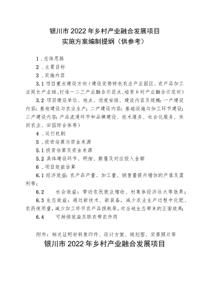 银川市2022年乡村产业融合发展项目实施方案编制提纲供参考.docx