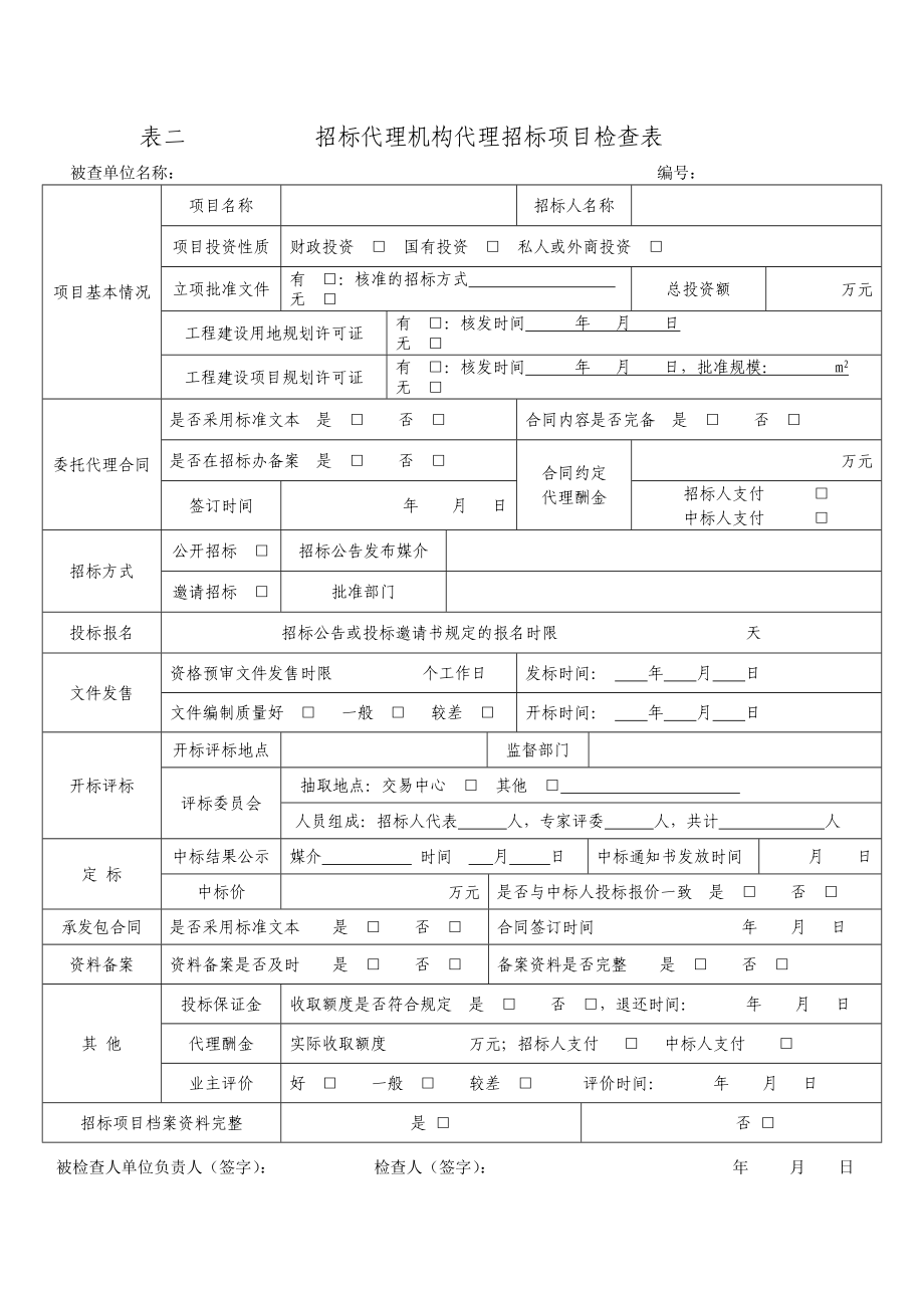 招标代理机构检查表.doc_第1页