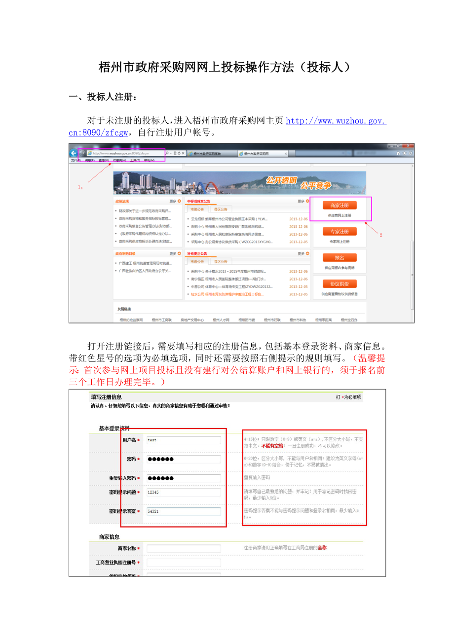 梧州市政府采购网网上投标操作方法（投标人） .doc_第1页