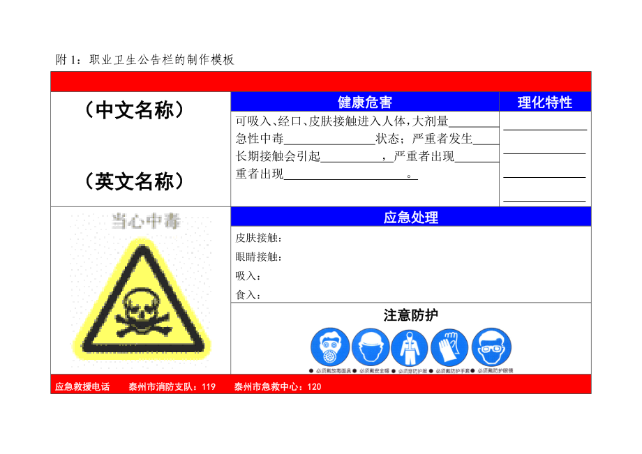 附1职业卫生公告栏的制作模板.doc_第1页