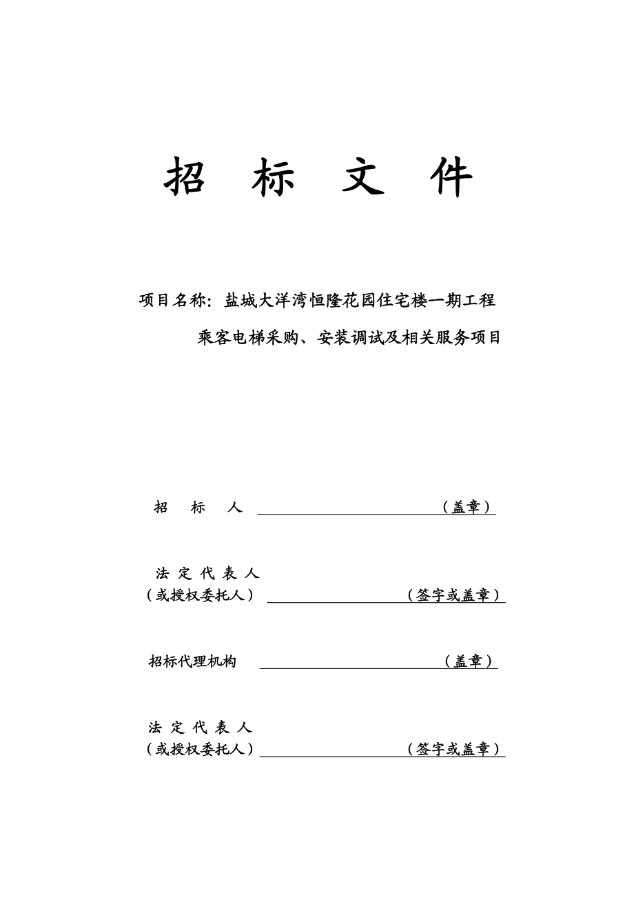 乘客电梯采购、安装调试及相关服务项目招标文件.doc_第1页