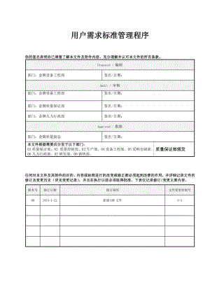 金牌文件用户标准(URS)管理.doc