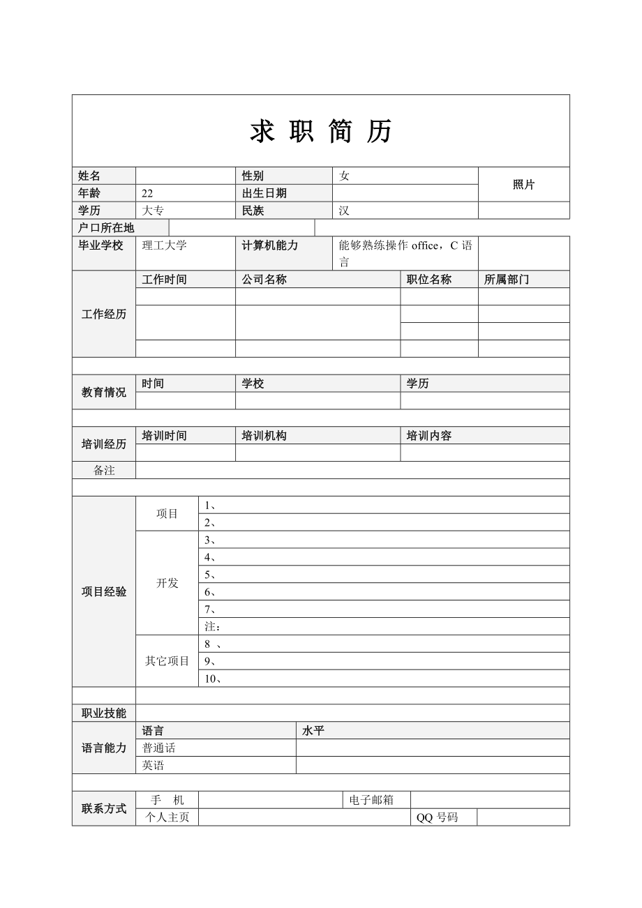 非常实用的大学生求职简历模板汇编.doc_第2页