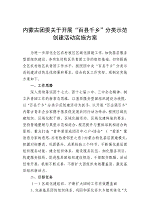 内蒙古团委关于开展百县千乡分类示范创建活动实施方案.doc