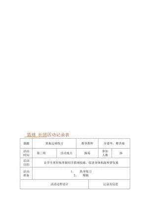 [最新]篮球社团活动记录表.doc