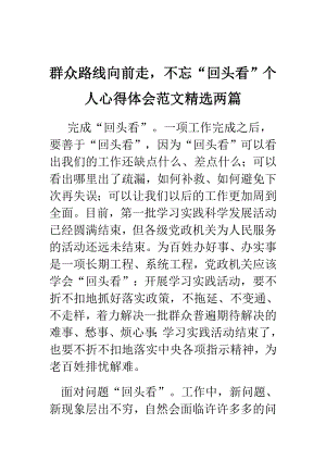 群众路线向前走不忘“回头看”个人心得体会范文精选两篇.doc