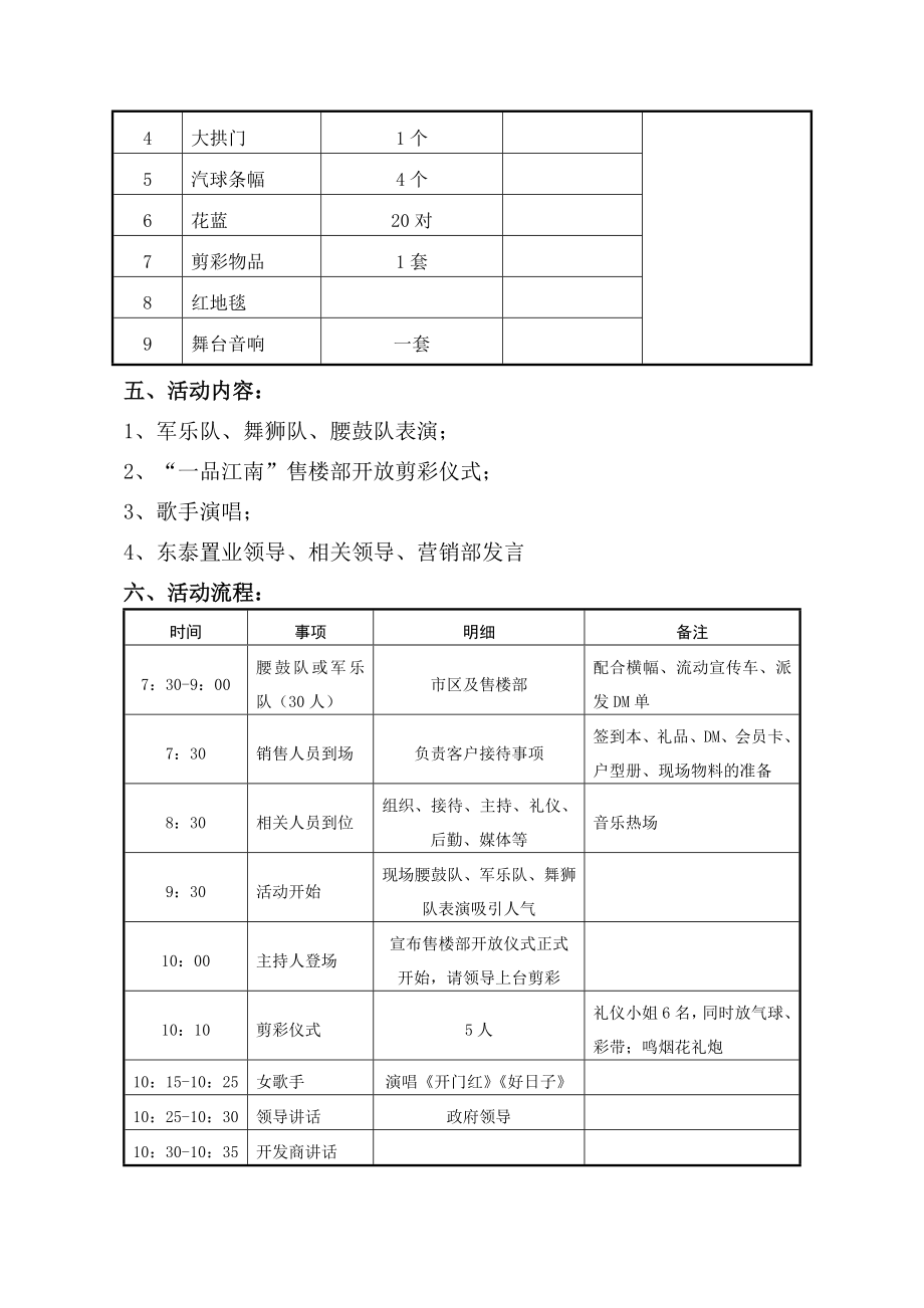 一品江南售楼部开放仪式实操方案.doc_第2页