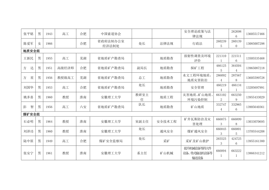 安徽省安全生产专家组成员专业特长汇总表.doc_第2页