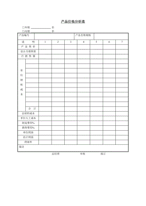 产品价格分析表（表格模板、DOC格式） .doc