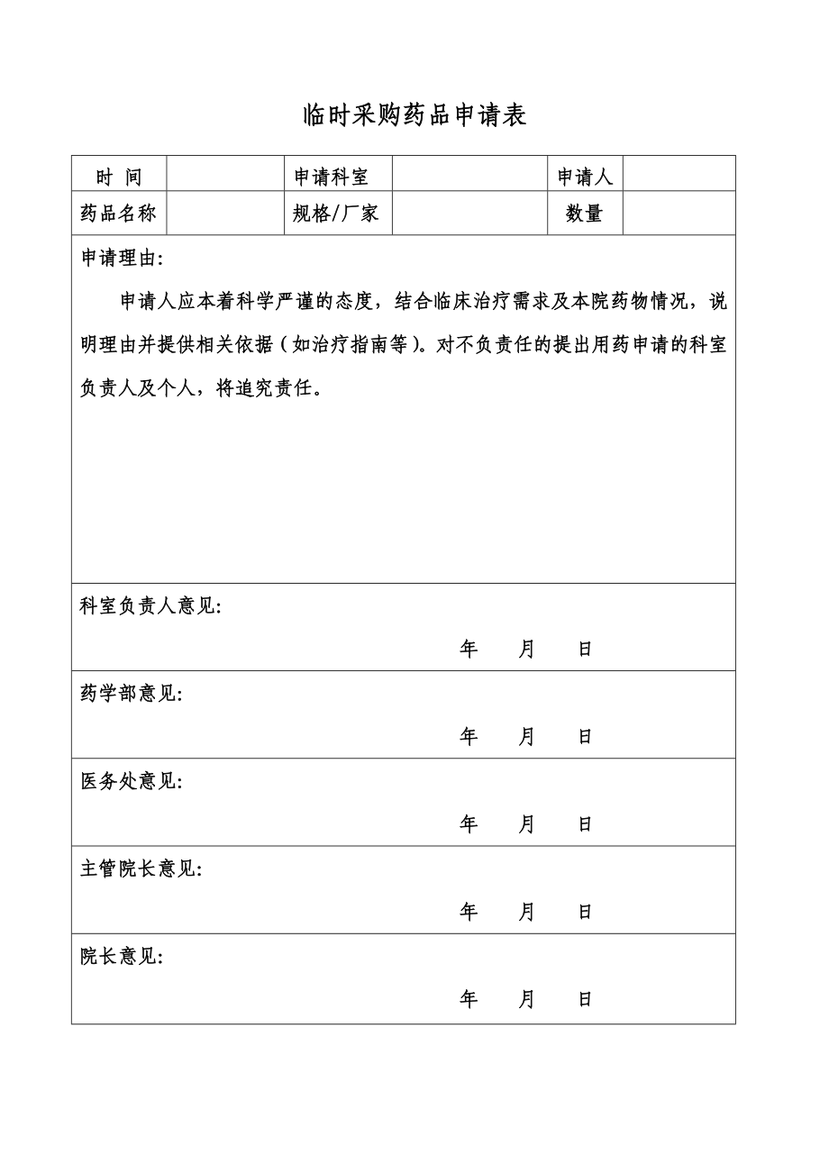 临时采购药品申请表.doc_第1页